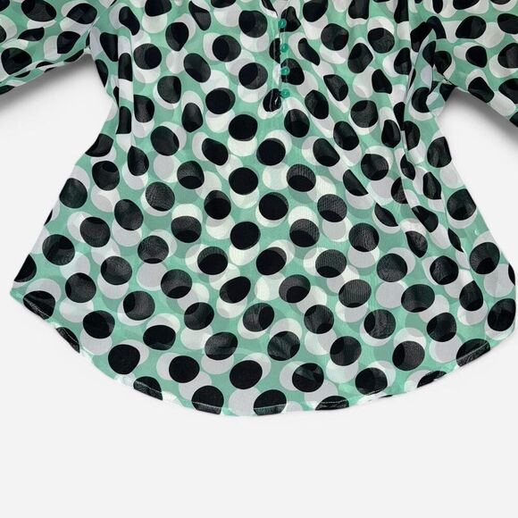 LBlack and Mint Green Polka Dot Blouse - Picture 6 of 7